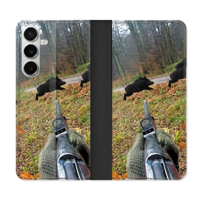 Housse cuir portefeuille Pour Samsung Galaxy S26 Chasse Vision Tir