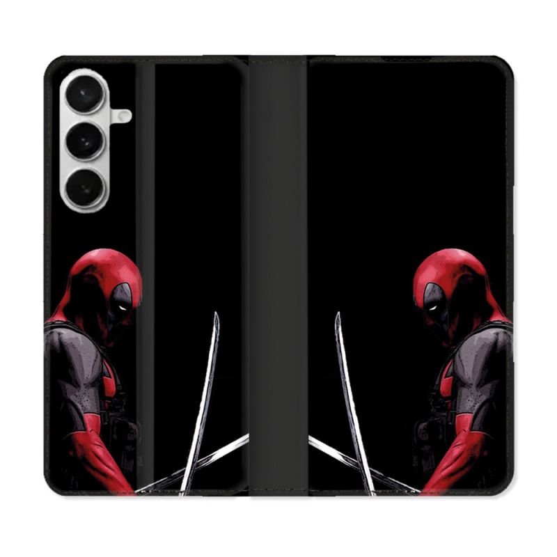 Housse cuir portefeuille Pour Samsung Galaxy S26 Deadpool Epee