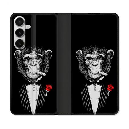 Housse cuir portefeuille Pour Samsung Galaxy S26 Decale Singe Mafia