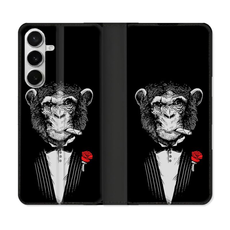 Housse cuir portefeuille Pour Samsung Galaxy S26 Decale Singe Mafia