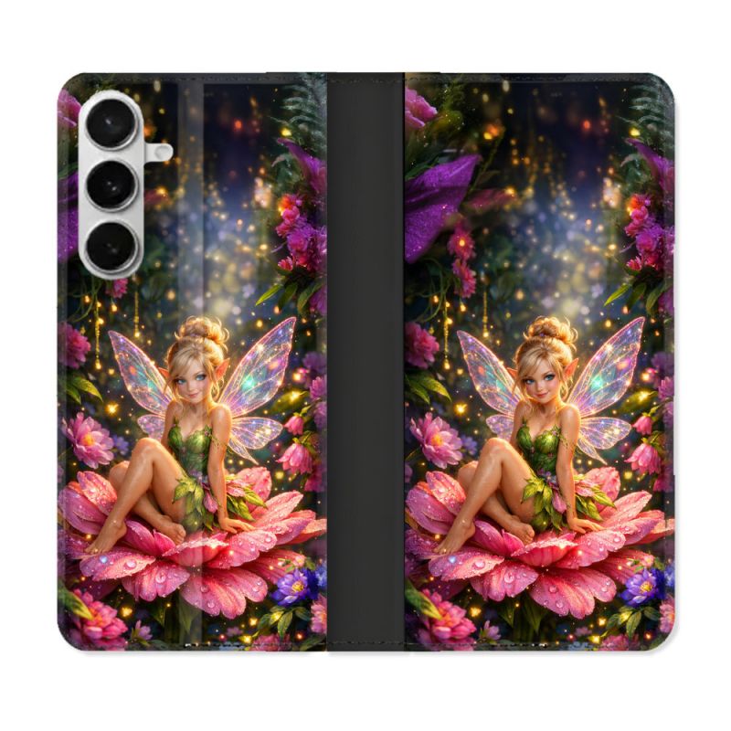 Housse cuir portefeuille Pour Samsung Galaxy S26 Fantastique Fee Fleur