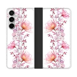 Housse cuir portefeuille Pour Samsung Galaxy S26 Fleur Eclosion