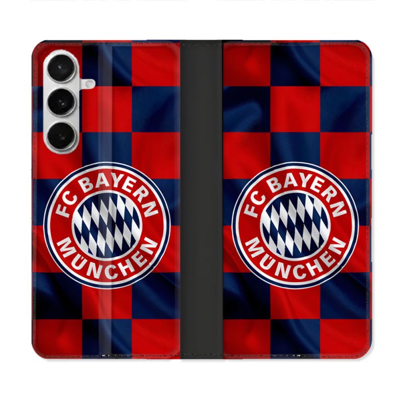 Housse cuir portefeuille Pour Samsung Galaxy S26 Foot Bayern Munich Carreaux