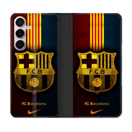 Housse cuir portefeuille Pour Samsung Galaxy S26 Foot FC Barcelone Vintage