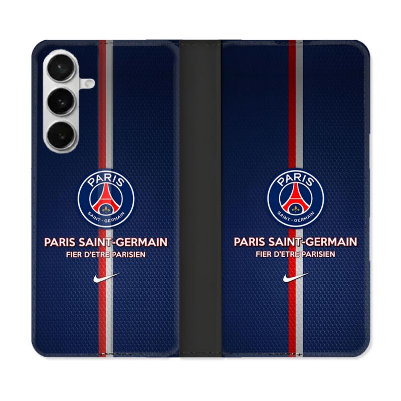 Housse cuir portefeuille Pour Samsung Galaxy S26 Foot PSG Fier