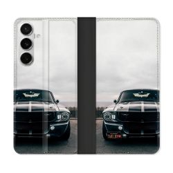 Housse cuir portefeuille Pour Samsung Galaxy S26 Ford Mustang GT500 Vintage