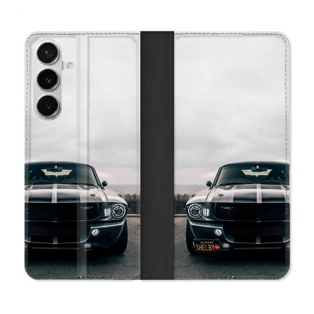 Housse cuir portefeuille Pour Samsung Galaxy S26 Ford Mustang GT500 Vintage