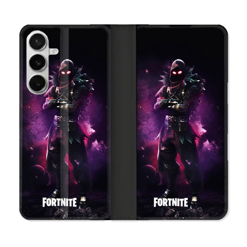 Housse cuir portefeuille Pour Samsung Galaxy S26 Fortnite Raven
