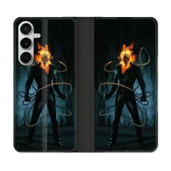 Housse cuir portefeuille Pour Samsung Galaxy S26 Ghost Rider