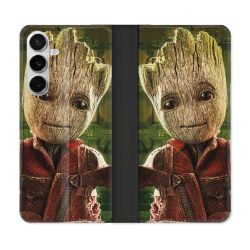 Housse cuir portefeuille Pour Samsung Galaxy S26 Groot Vert