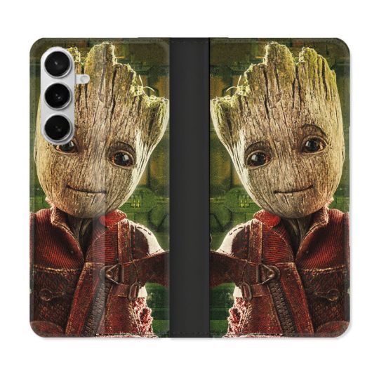 Housse cuir portefeuille Pour Samsung Galaxy S26 Groot Vert