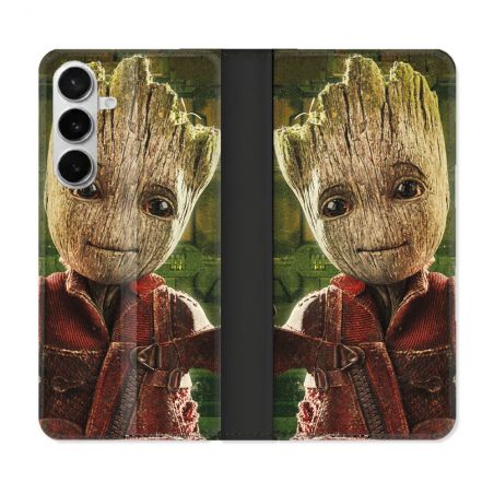 Housse cuir portefeuille Pour Samsung Galaxy S26 Groot Vert