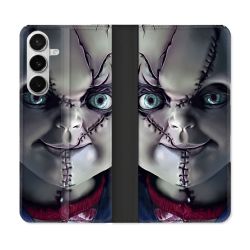 Housse cuir portefeuille Pour Samsung Galaxy S26 Horreur Chucky Cicatrice