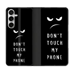 Housse cuir portefeuille Pour Samsung Galaxy S26 Humour Don't Touch