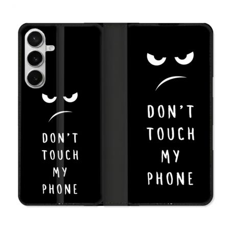 Housse cuir portefeuille Pour Samsung Galaxy S26 Humour Don't Touch