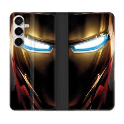 Housse cuir portefeuille Pour Samsung Galaxy S26 Iron Man Casque