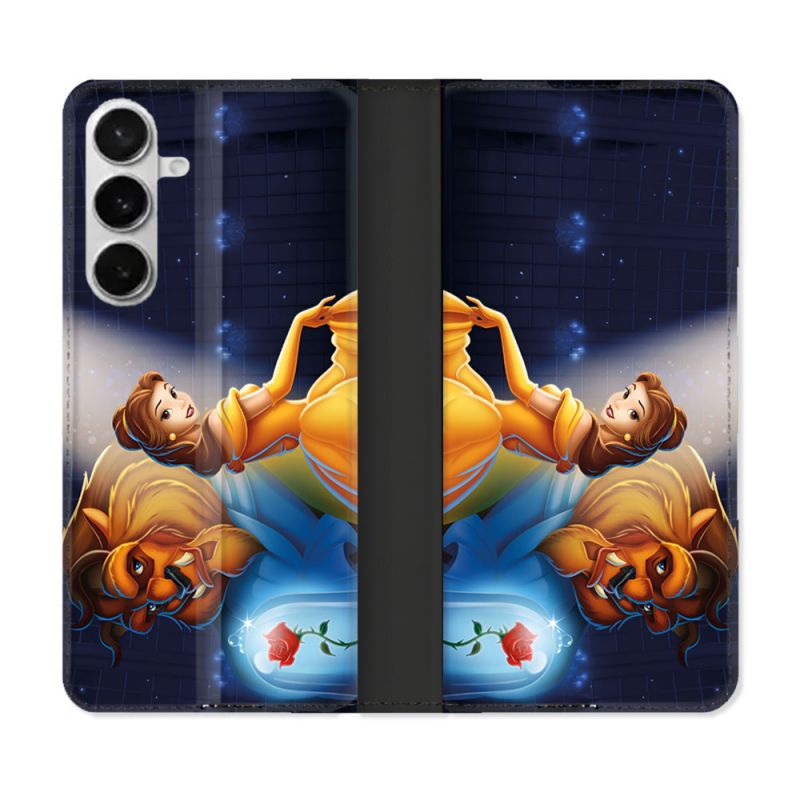 Housse cuir portefeuille Pour Samsung Galaxy S26 La Belle et La Bête