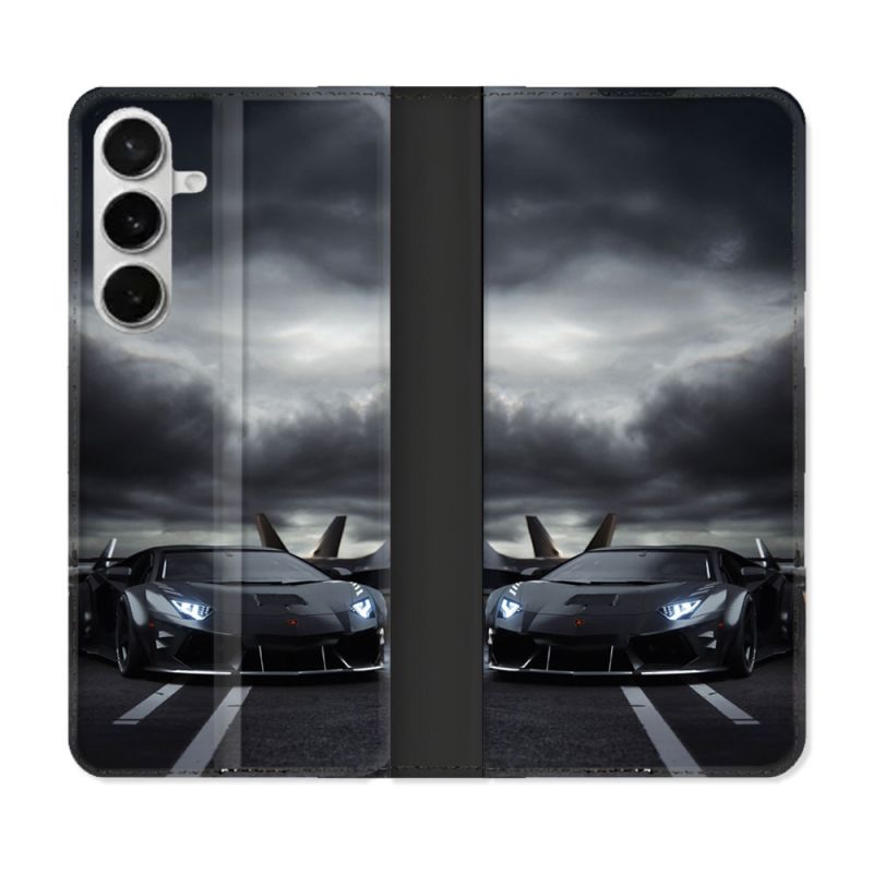 Housse cuir portefeuille Pour Samsung Galaxy S26 Lamborghini Avion