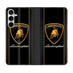 Housse cuir portefeuille Pour Samsung Galaxy S26 Lamborghini Carbone