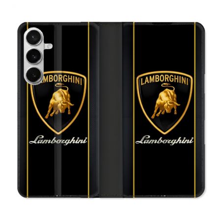 Housse cuir portefeuille Pour Samsung Galaxy S26 Lamborghini Carbone