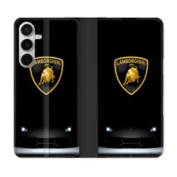 Housse cuir portefeuille Pour Samsung Galaxy S26 Lamborghini Noir