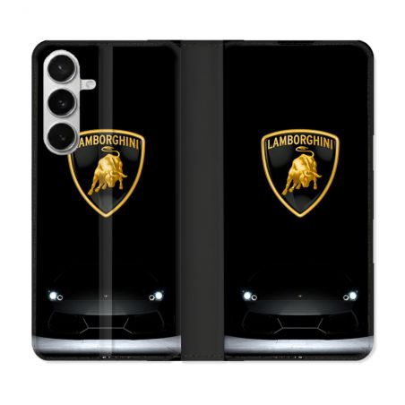 Housse cuir portefeuille Pour Samsung Galaxy S26 Lamborghini Noir
