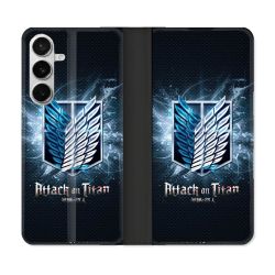 Housse cuir portefeuille Pour Samsung Galaxy S26 Manga Attaque Titans Noir