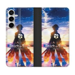 Housse cuir portefeuille Pour Samsung Galaxy S26 Manga Attaque Titans Soleil