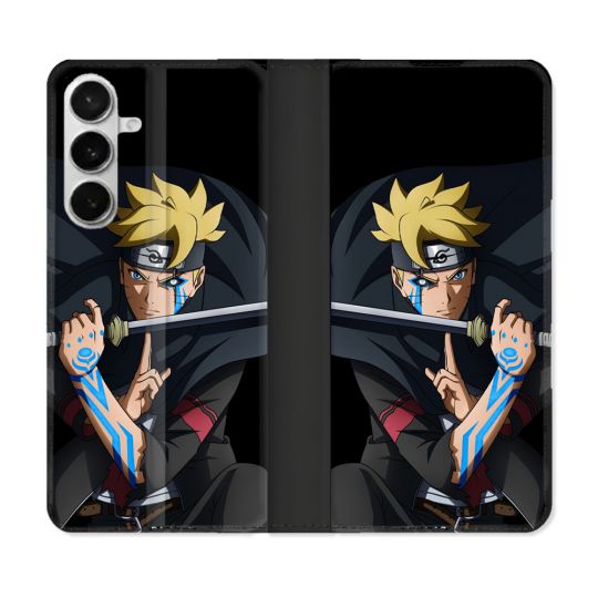 Housse cuir portefeuille Pour Samsung Galaxy S26 Manga Boruto Tatouage