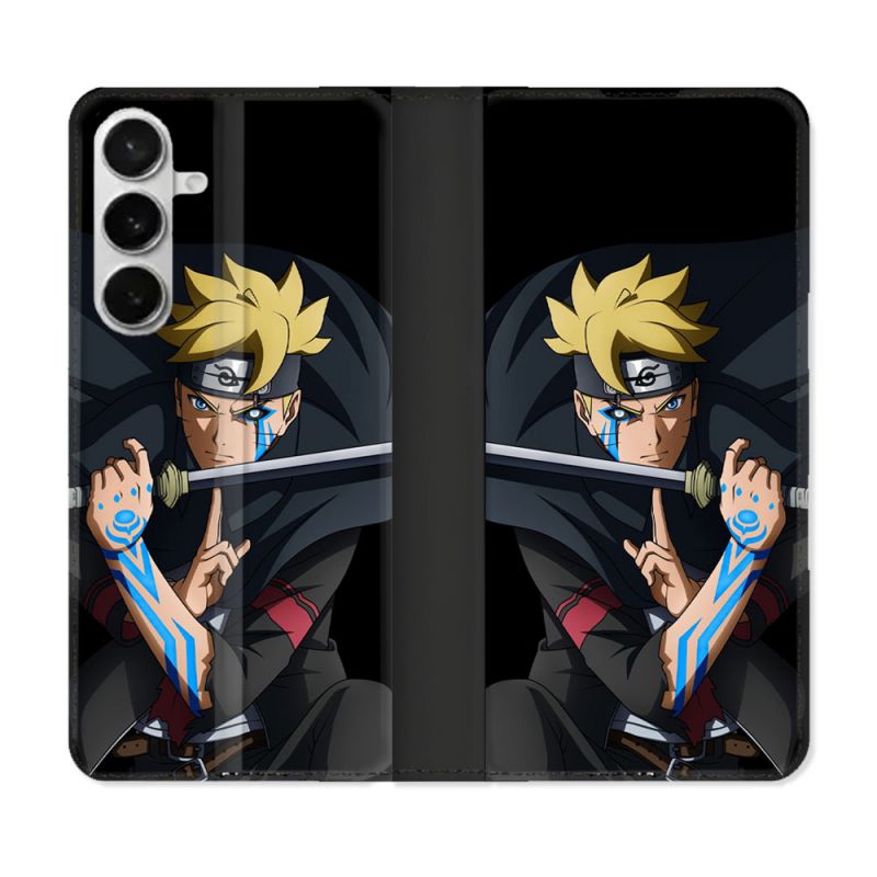 Housse cuir portefeuille Pour Samsung Galaxy S26 Manga Boruto Tatouage