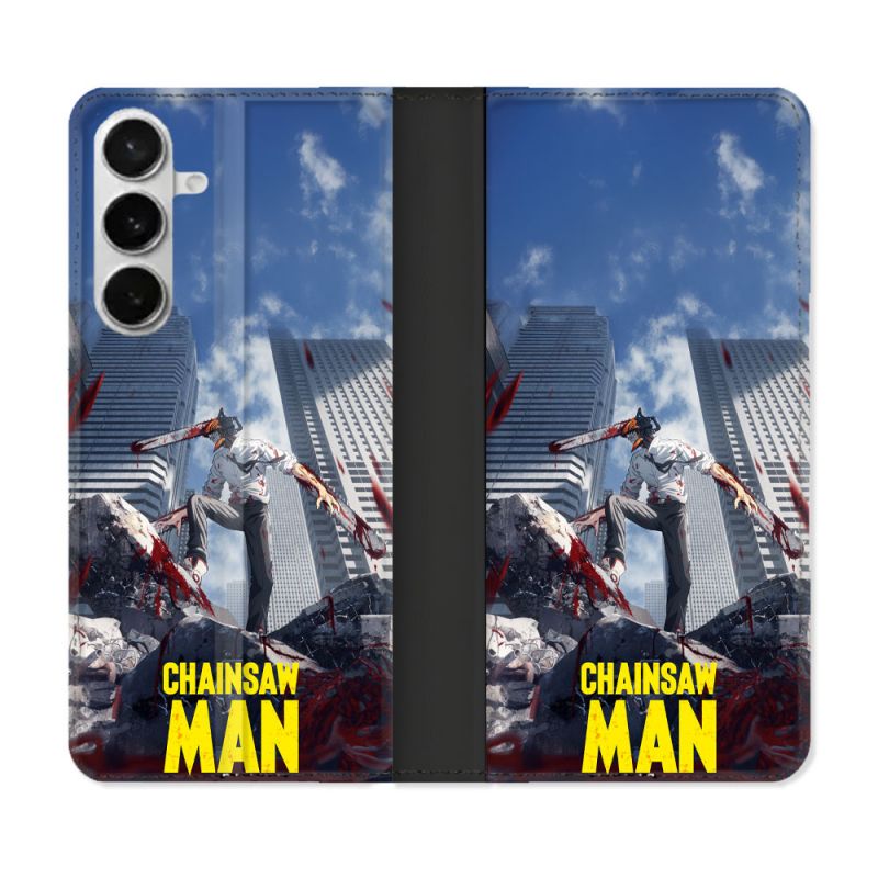 Housse cuir portefeuille Pour Samsung Galaxy S26 Manga Chainsaw Man Denji
