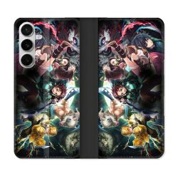 Housse cuir portefeuille Pour Samsung Galaxy S26 Manga Demon Slayer Groupe