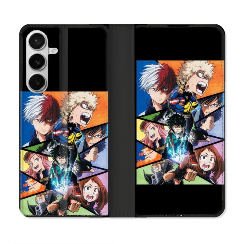Housse cuir portefeuille Pour Samsung Galaxy S26 Manga My Hero Academia Noir