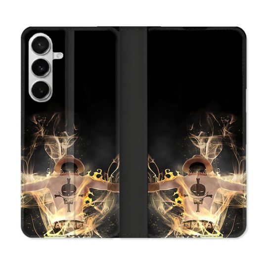 Housse cuir portefeuille Pour Samsung Galaxy S26 Manga One Piece Ace Noir