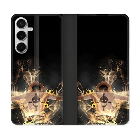 Housse cuir portefeuille Pour Samsung Galaxy S26 Manga One Piece Ace Noir