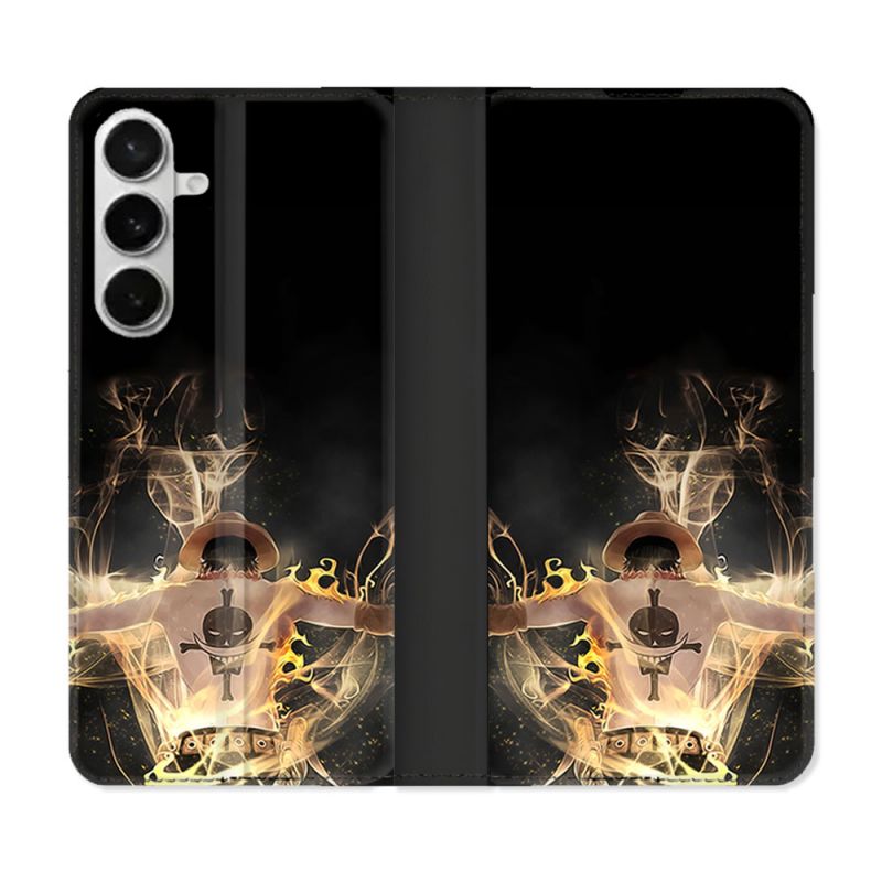 Housse cuir portefeuille Pour Samsung Galaxy S26 Manga One Piece Ace Noir