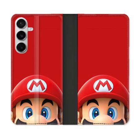 Housse cuir portefeuille Pour Samsung Galaxy S26 Mario Rouge