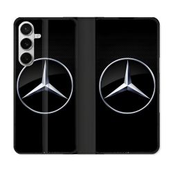 Housse cuir portefeuille Pour Samsung Galaxy S26 Mercedes Carbone