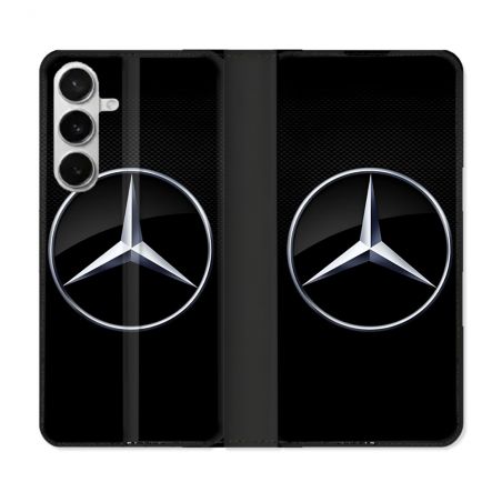 Housse cuir portefeuille Pour Samsung Galaxy S26 Mercedes Carbone