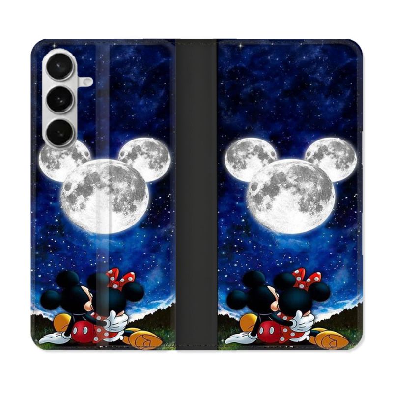 Housse cuir portefeuille Pour Samsung Galaxy S26 Mickey Minnie