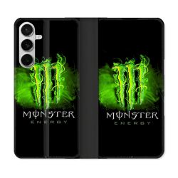 Housse cuir portefeuille Pour Samsung Galaxy S26 Monster Energy Vert
