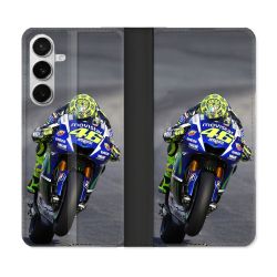 Housse cuir portefeuille Pour Samsung Galaxy S26 Moto Course GP Wheeling 46