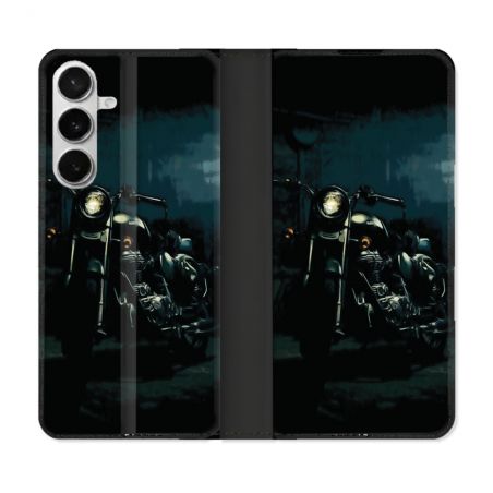 Housse cuir portefeuille Pour Samsung Galaxy S26 Moto Harley Vintage