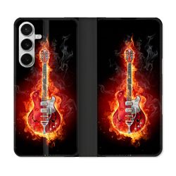 Housse cuir portefeuille Pour Samsung Galaxy S26 Musique Guitare Electrique
