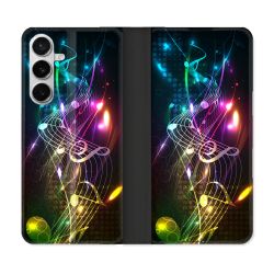 Housse cuir portefeuille Pour Samsung Galaxy S26 Musique Partition Multicolore