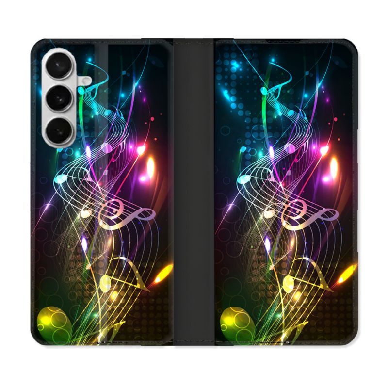 Housse cuir portefeuille Pour Samsung Galaxy S26 Musique Partition Multicolore