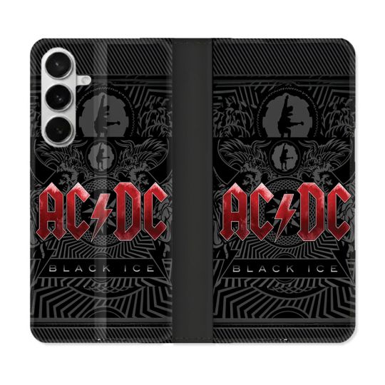 Housse cuir portefeuille Pour Samsung Galaxy S26 Musique Rock ACDC Rouge