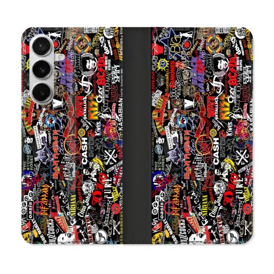 Housse cuir portefeuille Pour Samsung Galaxy S26 Musique Rock Groupe