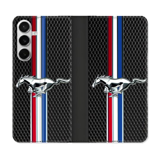 Housse cuir portefeuille Pour Samsung Galaxy S26 Mustang