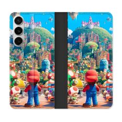 Housse cuir portefeuille Pour Samsung Galaxy S26 Nintendo World